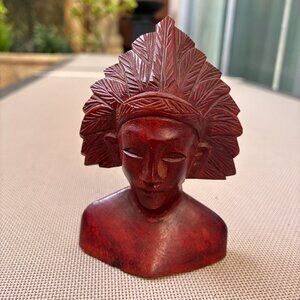 Vintage Wooden Bali Native Man Sculpture Statue Detailed Engravings
